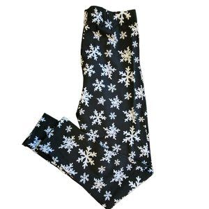 Black and White Snowflake Leggings Winter Holiday Juniors Size M 7-9 JJ3219